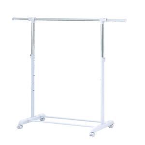 Mainstays Adjustable Rolling Garment Rack Metal Chrome, White,